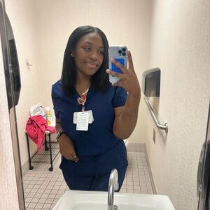 Navy Blue Medical Scrub Set - Classic V-Neck Top & Drawstring Jogger Pants